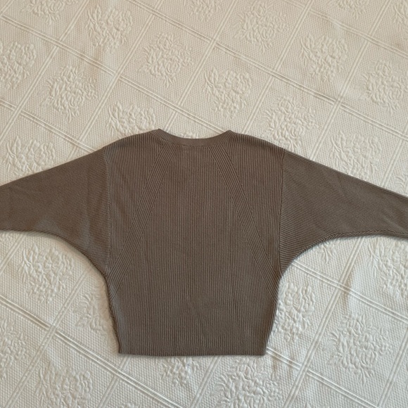 Express Crew Neck Dolman Sleeve Ribbed Sweater Tan/Brown - Picture 8 of 12